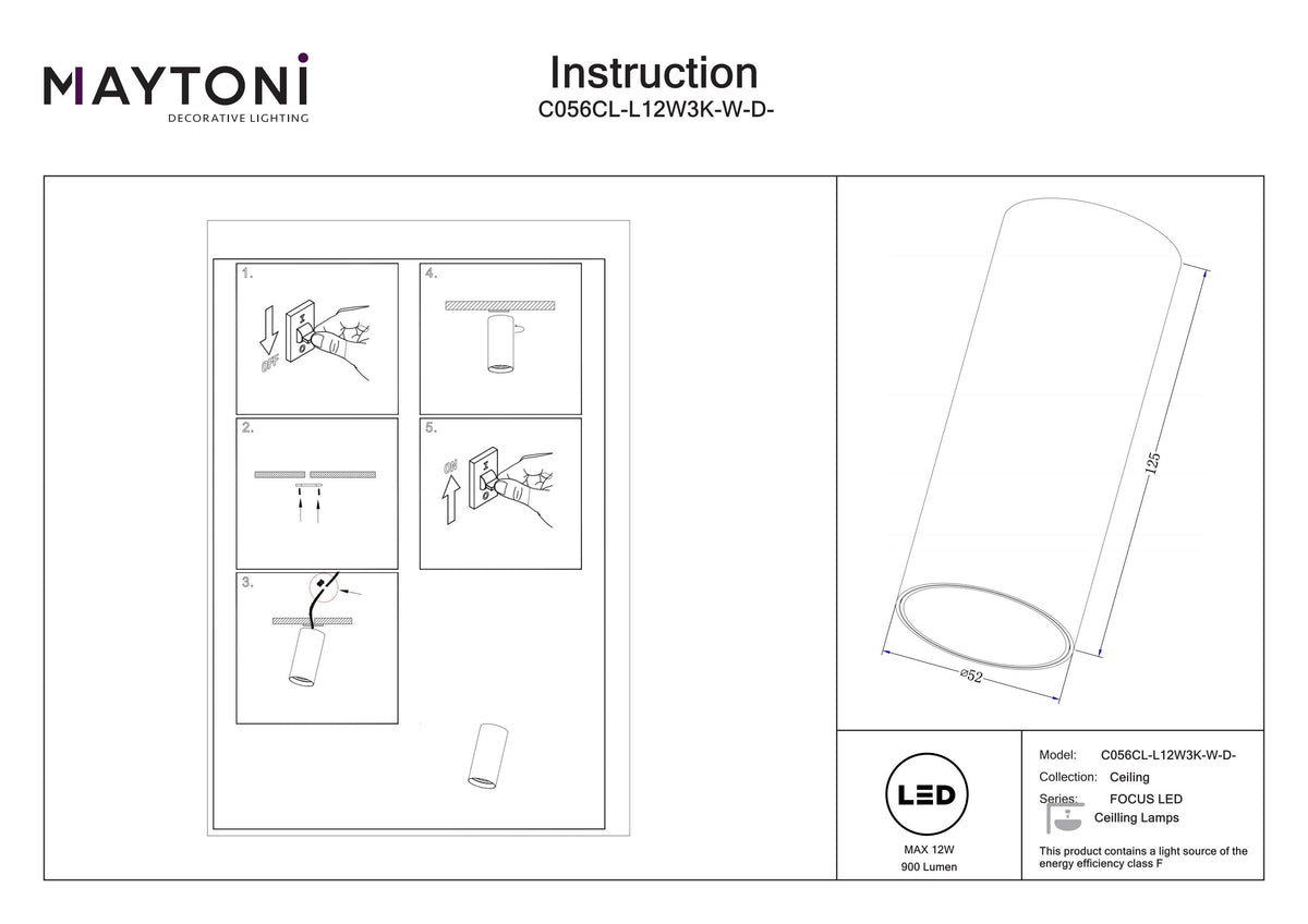 Lampa sufitowa Technical FOCUS LED IP20 x C056CL-L12W3K-W-D-W | Biały