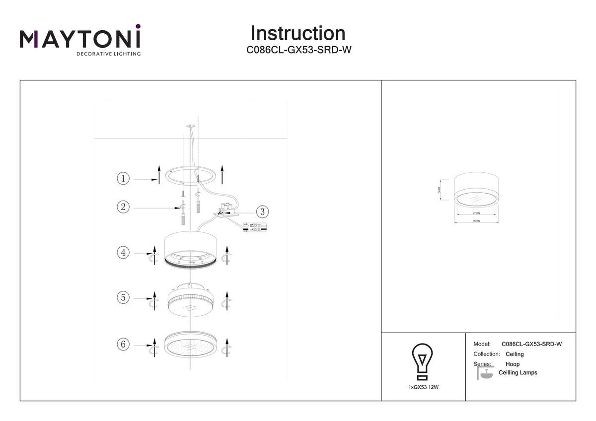 Lampa sufitowa Technical Hoop IP20 1xGX53 C086CL-GX53-SRD-W | Biały