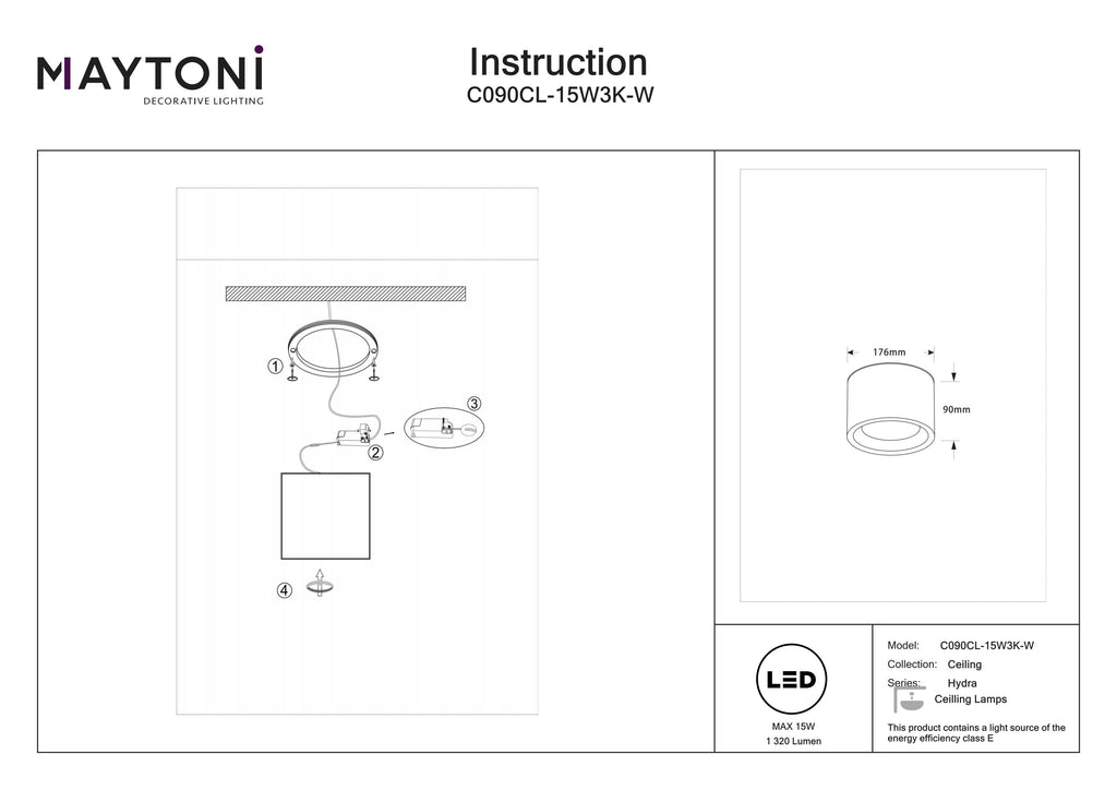 Lampa sufitowa Technical Hydra IP44 x C090CL-15W3K-W | Biały