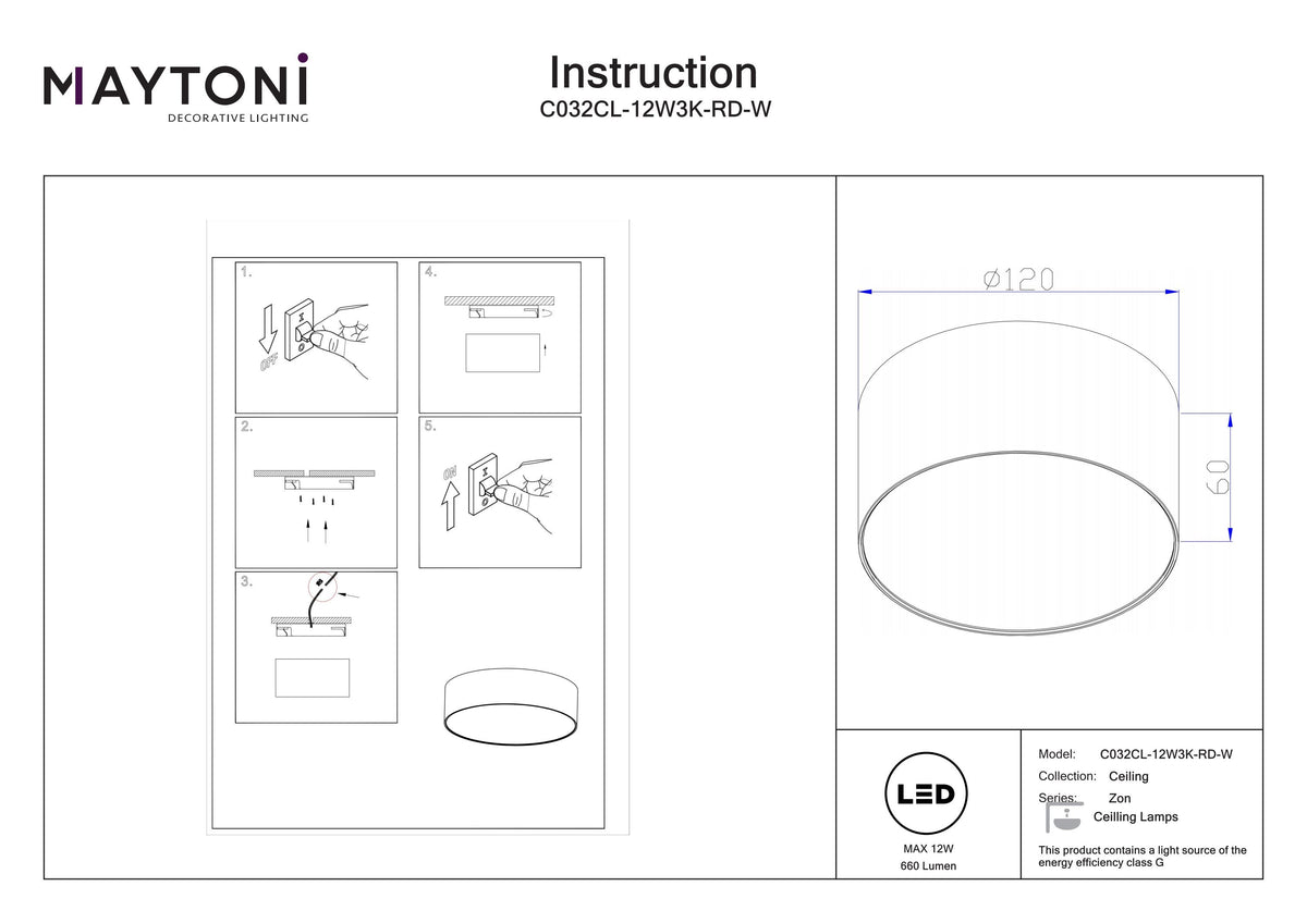 Lampa sufitowa Technical Zon IP20 x C032CL-12W3K-RD-W | Biały