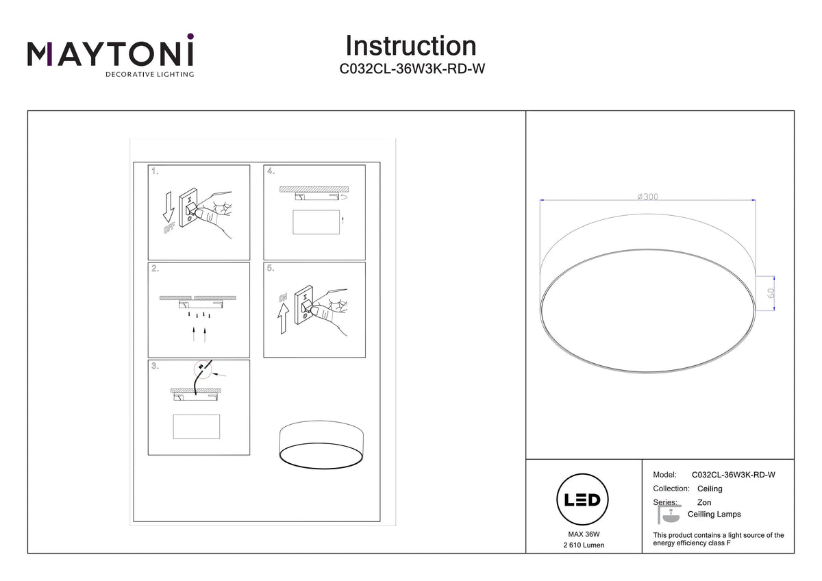Lampa sufitowa Technical Zon IP20 x C032CL-36W3K-RD-W | Biały