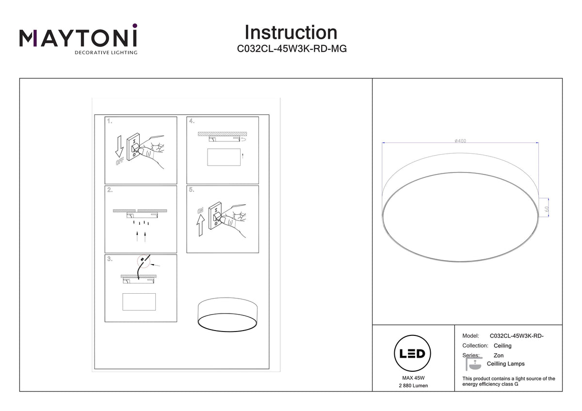 Lampa sufitowa Technical Zon IP20 x C032CL-45W3K-RD-MG | Matowe złoto