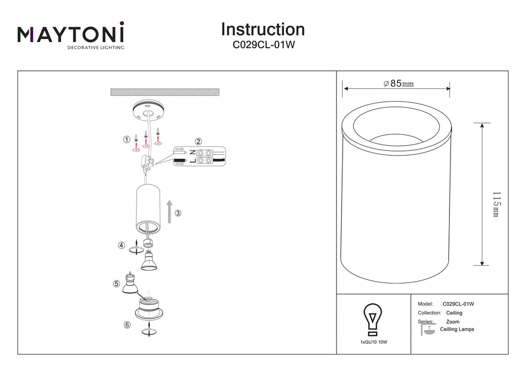 Lampa sufitowa Technical Zoom IP54 1xGU10 C029CL-01W | Biały