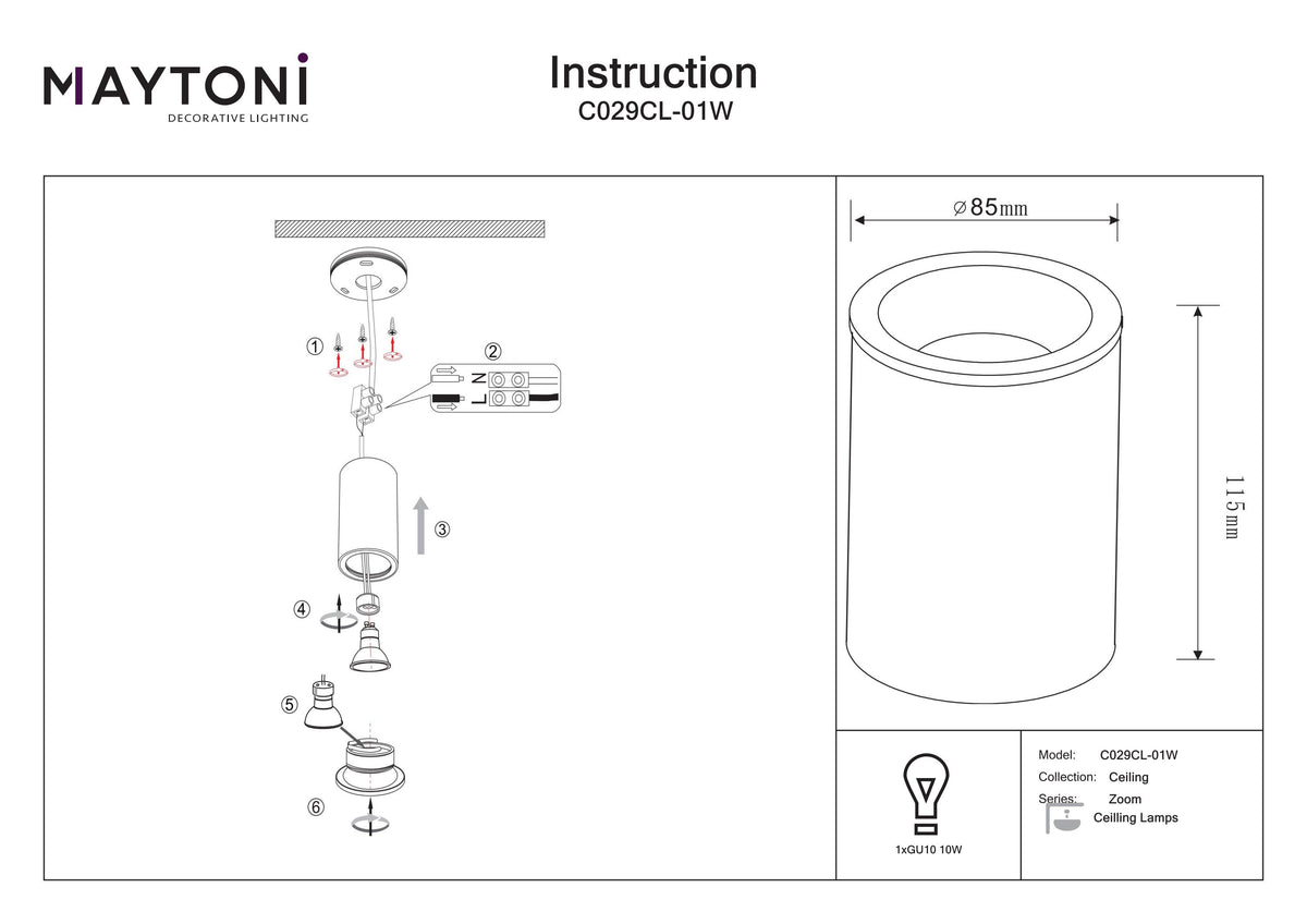 Lampa sufitowa Technical Zoom IP54 1xGU10 C029CL-01W | Biały