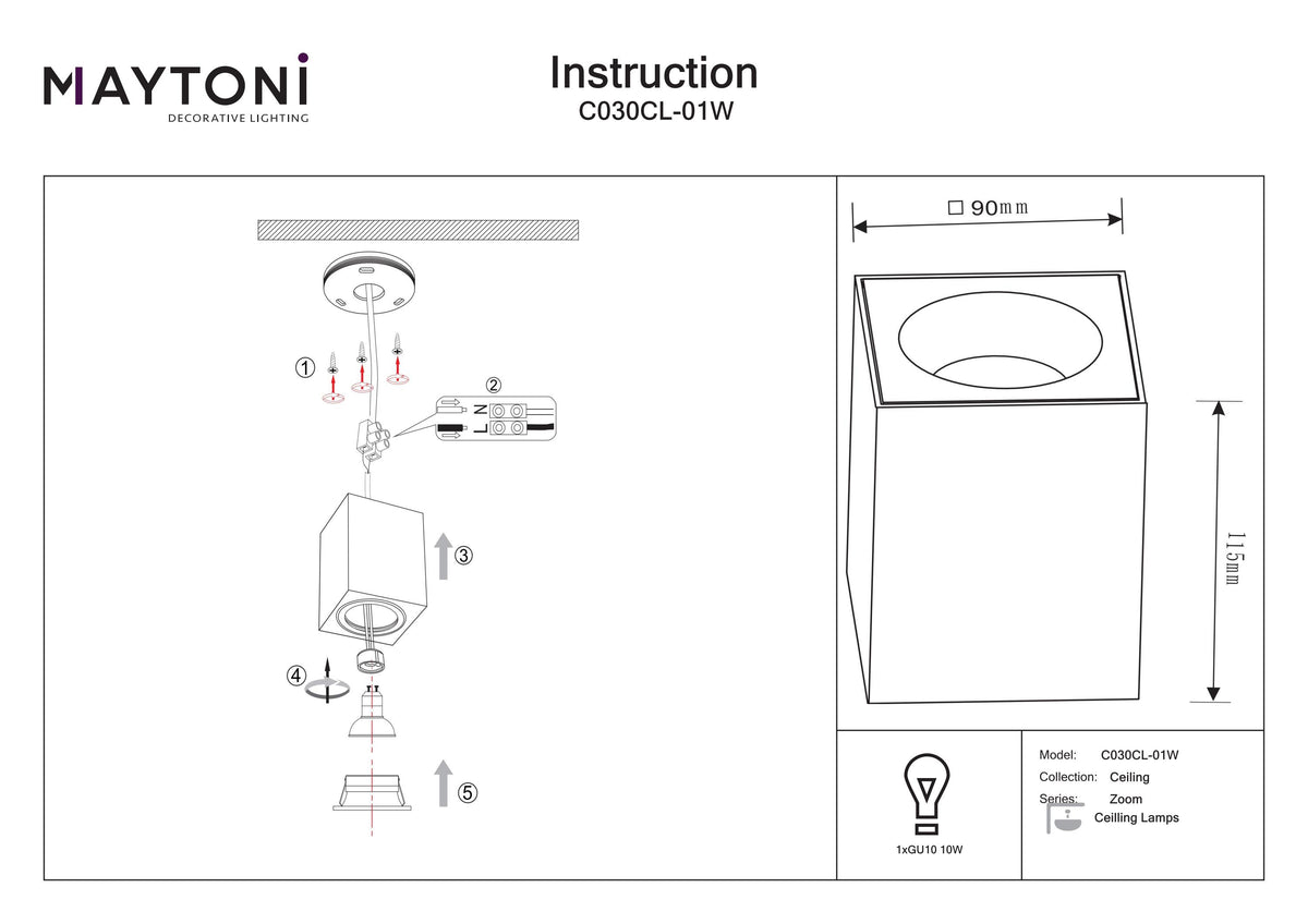 Lampa sufitowa Technical Zoom IP54 1xGU10 C030CL-01W | Biały
