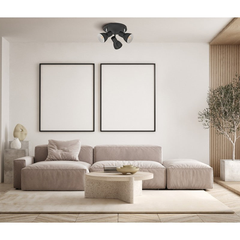 Lampa sufitowa reflektor RIADO śr. 8cm 3xE14 | czarny