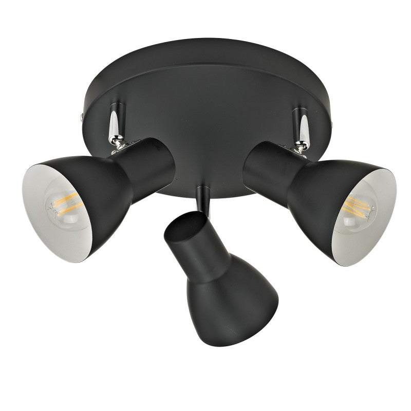 Lampa sufitowa reflektor RIADO śr. 8cm 3xE14 | czarny