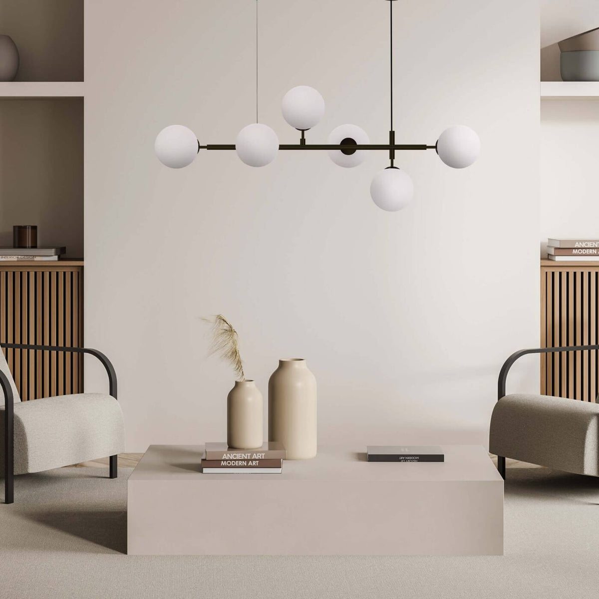 Lampa wisząca ALISA, czarny/biały, 6x40W E14