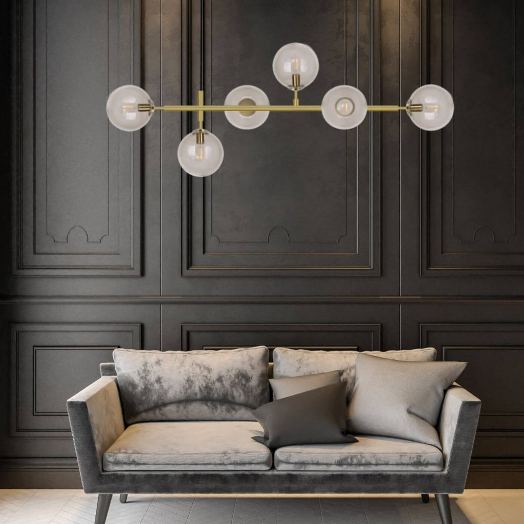 Lampa wisząca ALISA, złoty/transparentny, 6x40W E14