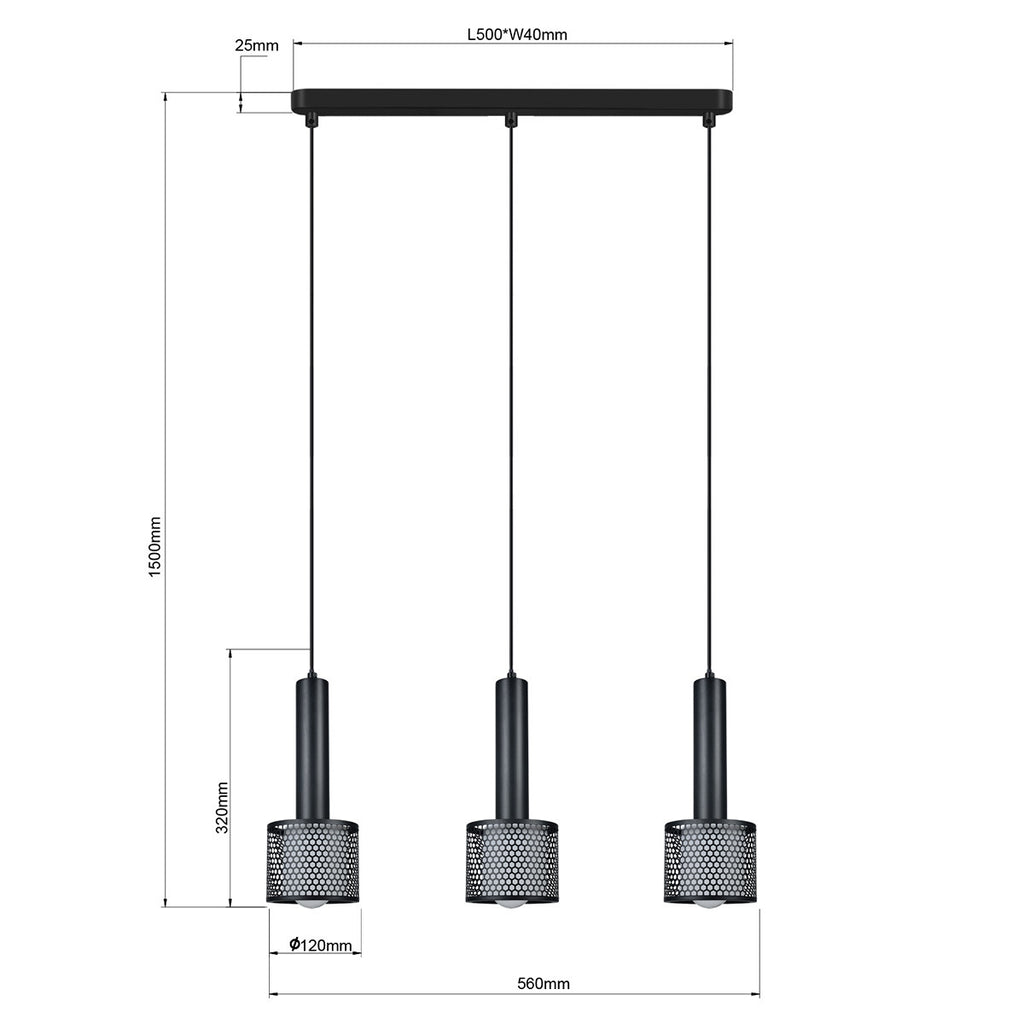 Lampa wisząca Amo czarna 3xE27