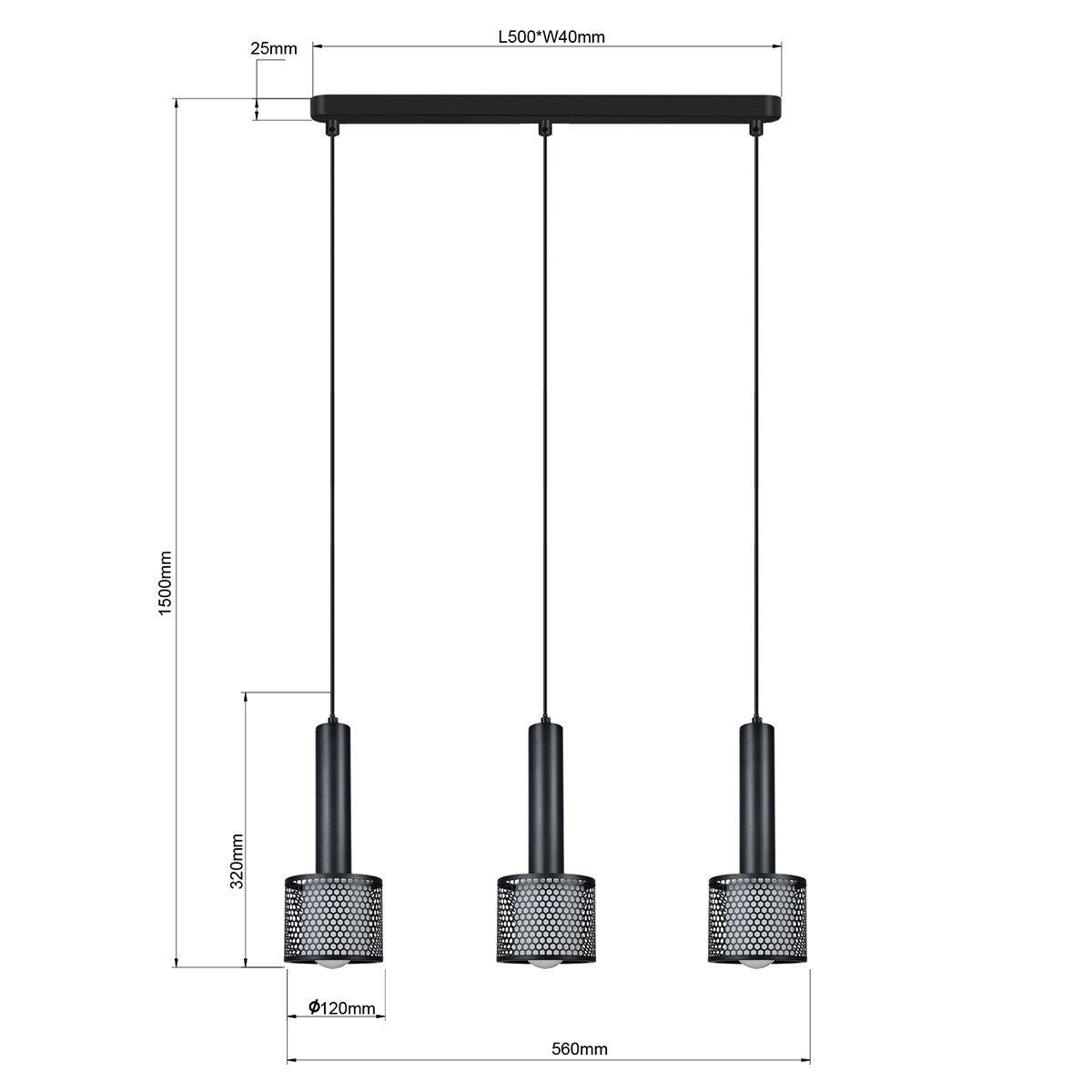 Lampa wisząca Amo czarna 3xE27