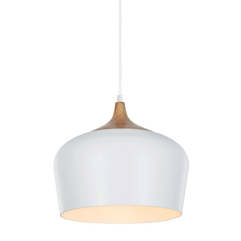 Lampa wisząca BRITTA śr. 35cm E27 | biały/drewniany