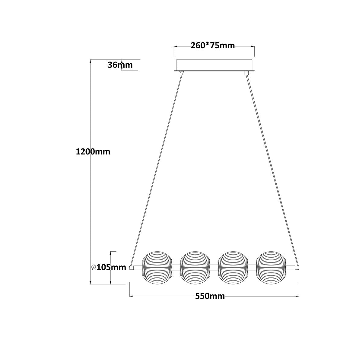 Lampa wisząca Brillant 4 złota LED CCT