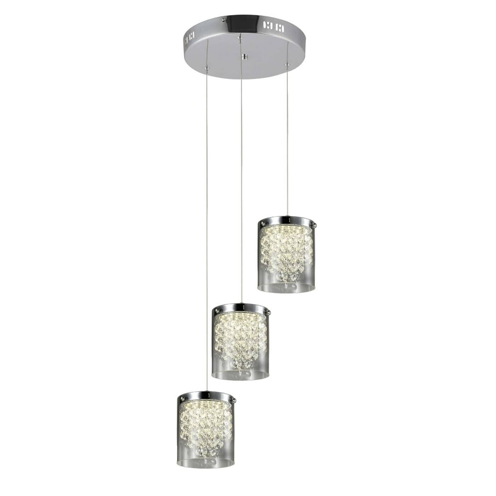Lampa wisząca CANTOS III, chrom/transparentny, 3x6W LED, barwa neutralna 4000K
