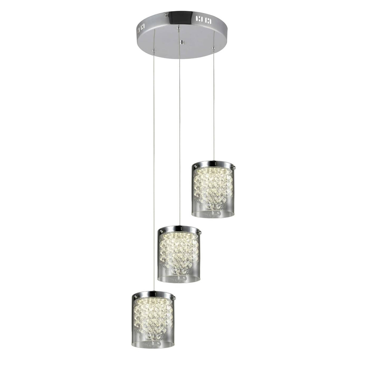 Lampa wisząca CANTOS III, chrom/transparentny, 3x6W LED, barwa neutralna 4000K