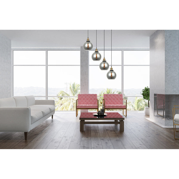 Lampa wisząca CARDENA z dymionym kloszem dł. 71cm 4xE27 | czarny/złoty