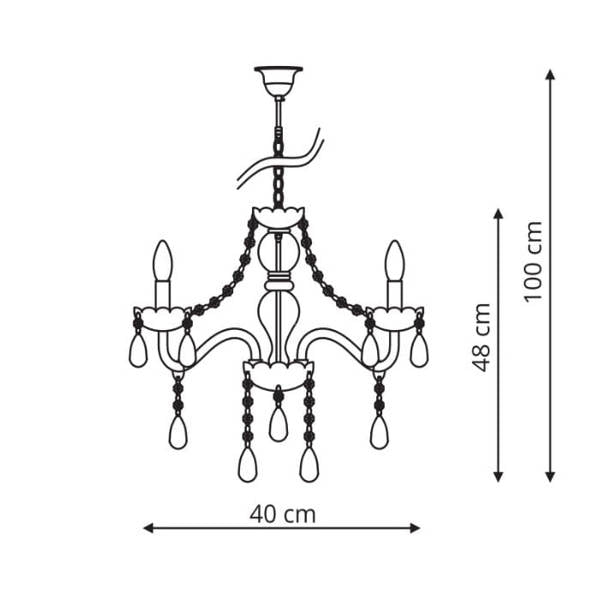 Lampa wisząca CRISTALLO III, chrom/transparentny, 3x60W E14