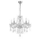 Lampa wisząca CRISTALLO V, chrom/transparentny, 5x60W E14
