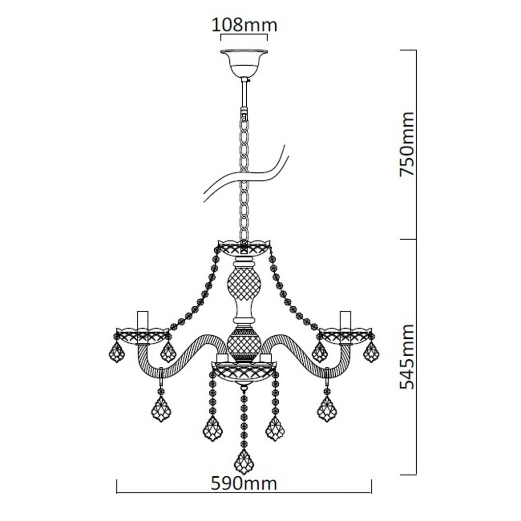 Lampa wisząca CRISTALLO V, chrom/transparentny, 5x60W E14