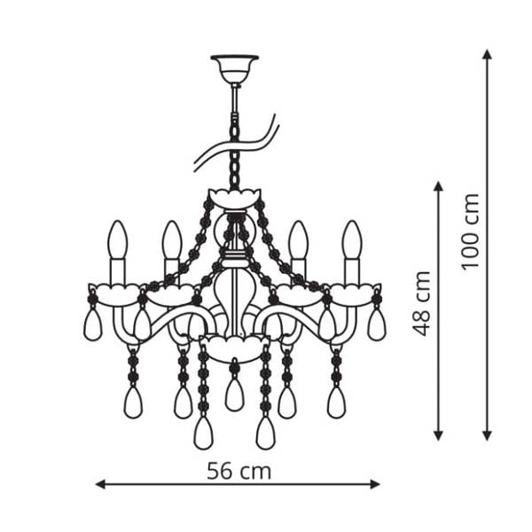 Lampa wisząca CRISTALLO V, chrom/transparentny, 5x60W E14