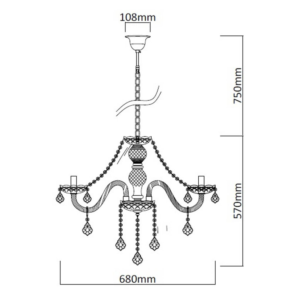 Lampa wisząca CRISTALLO VIII, chrom/transparentny, 8x60W E14