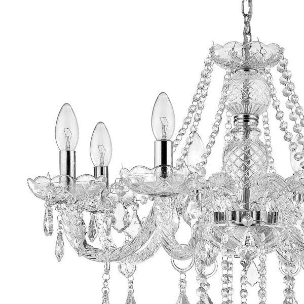 Lampa wisząca CRISTALLO VIII, chrom/transparentny, 8x60W E14