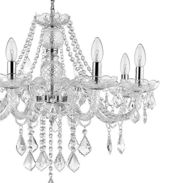 Lampa wisząca CRISTALLO VIII, chrom/transparentny, 8x60W E14