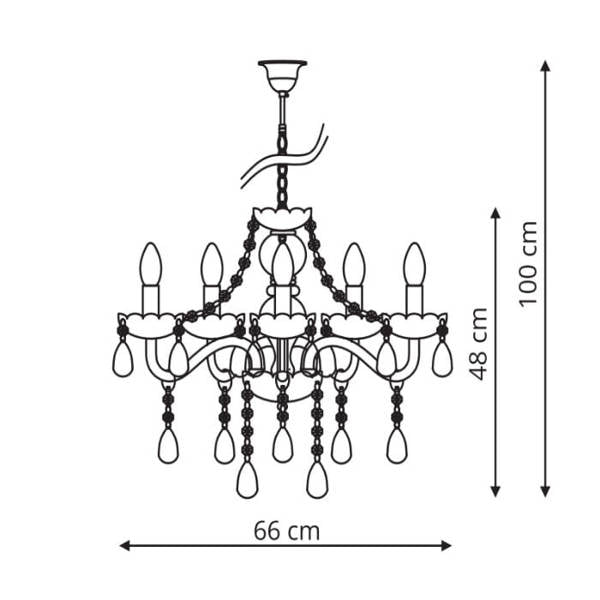 Lampa wisząca CRISTALLO VIII, chrom/transparentny, 8x60W E14