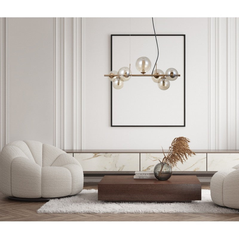 Lampa wisząca Canello dł. 70cm 7xG9 | mosiądz/miodowy