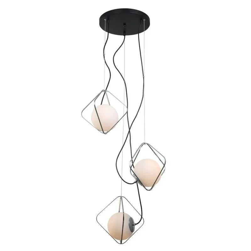 Lampa wisząca Canto dł. 52cm 3xE27 | czarny/chrom/biały