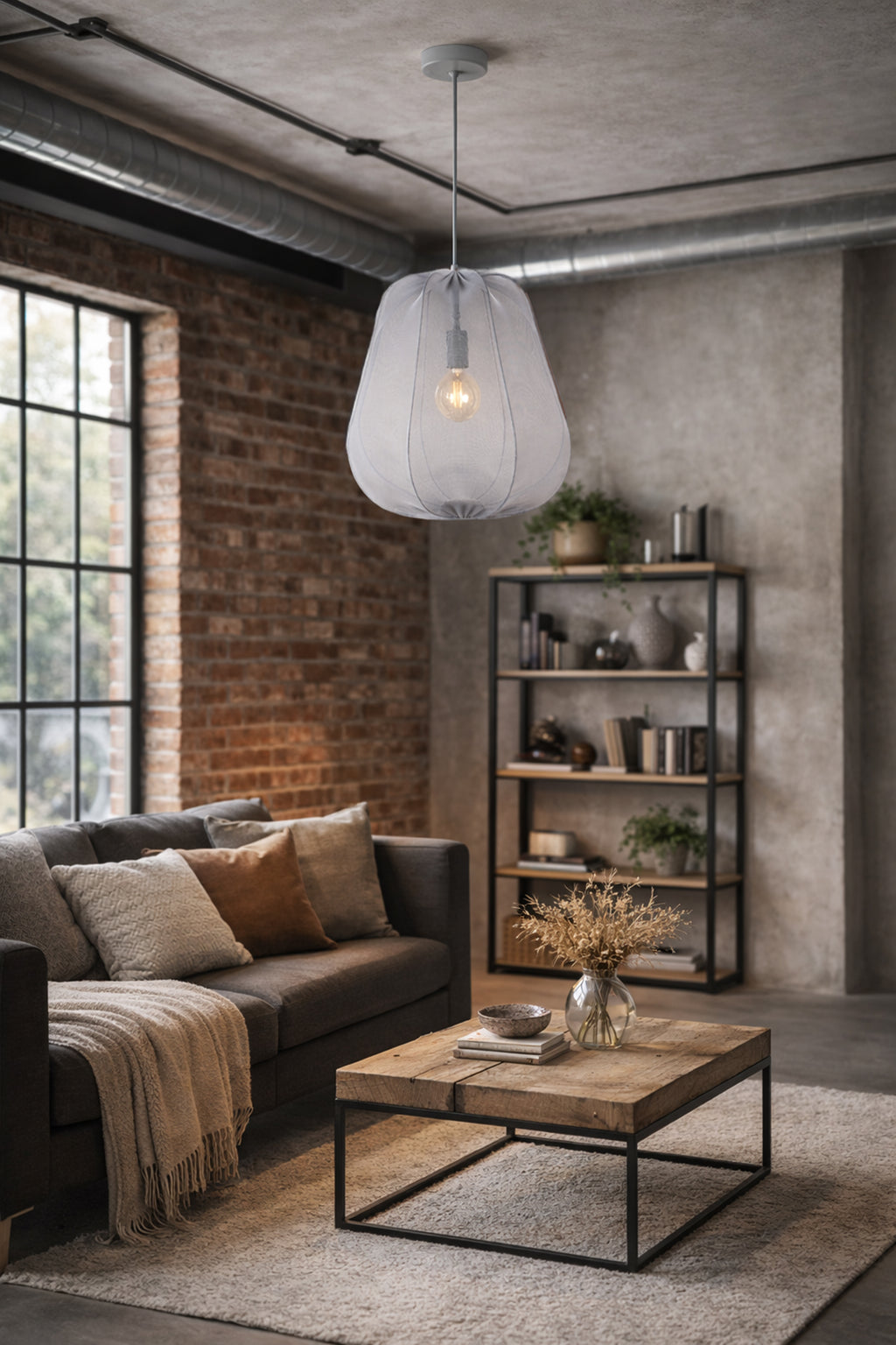 Lampa wisząca DUOLLA BARI 752453 szary/n/a 1xE27 średn.37cm