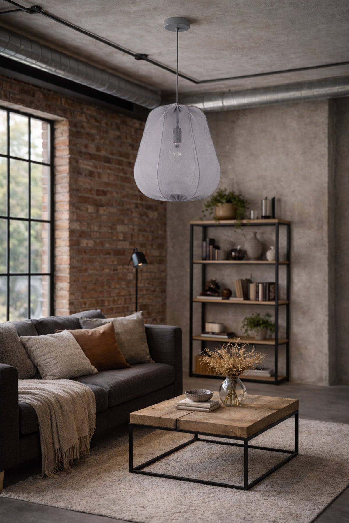 Lampa wisząca DUOLLA BARI 752453 szary/n/a 1xE27 średn.37cm