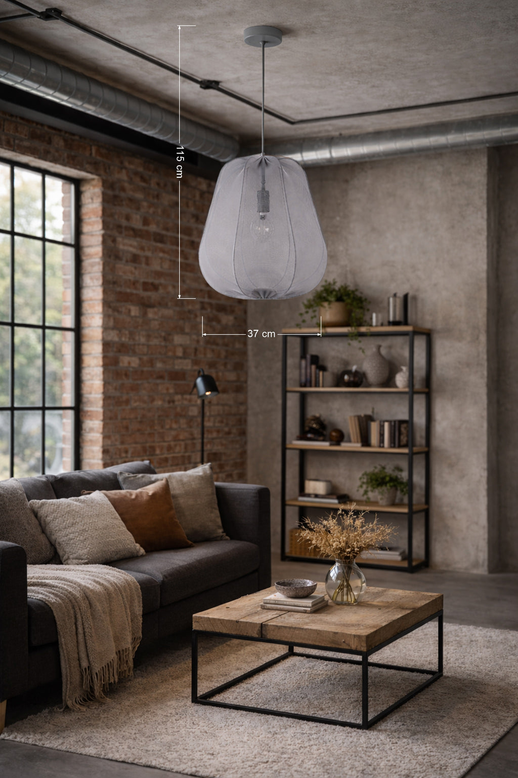 Lampa wisząca DUOLLA BARI 752453 szary/n/a 1xE27 średn.37cm