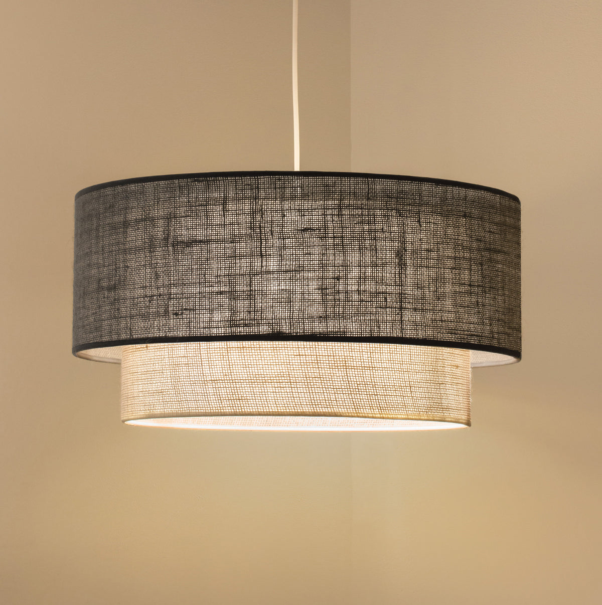 Lampa wisząca DUOLLA  BOHO 751210 szary/biały 1xE27 średn.45cm