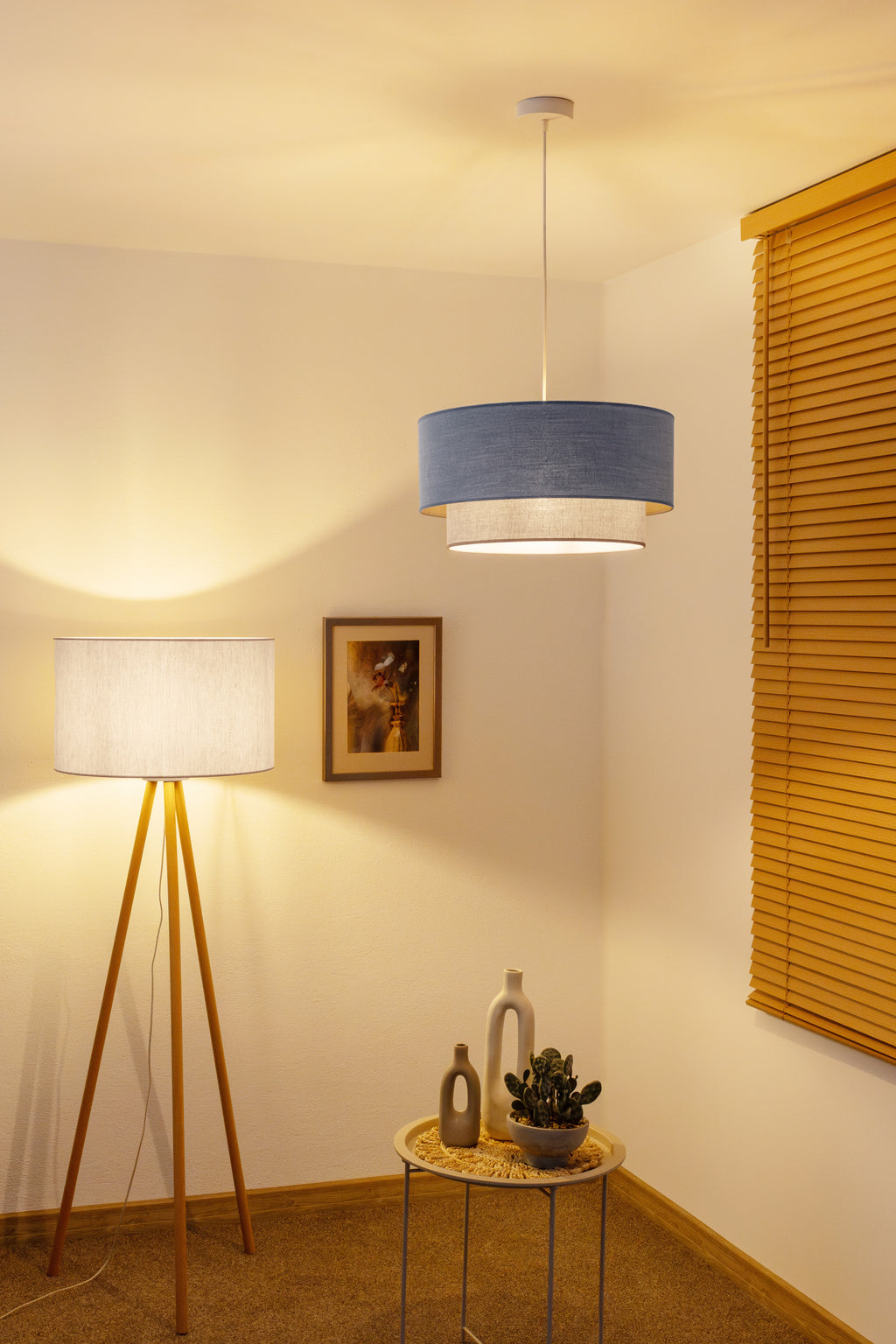 Lampa wisząca DUOLLA  BOHO 751395 niebieski/Beżowy 1xE27 średn.45cm