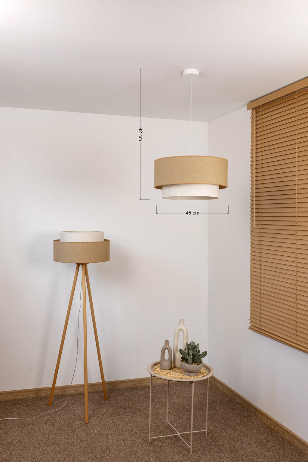 Lampa wisząca DUOLLA BOHO 751456 beżowy/kremowy 1xE27 średn.45cm