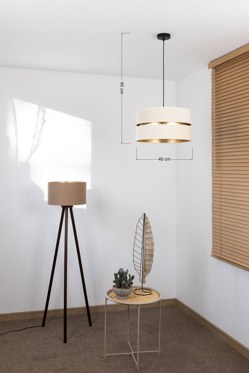 Lampa wisząca DUOLLA DUO 750831 kremowy/złoty 1xE27 średn.40cm