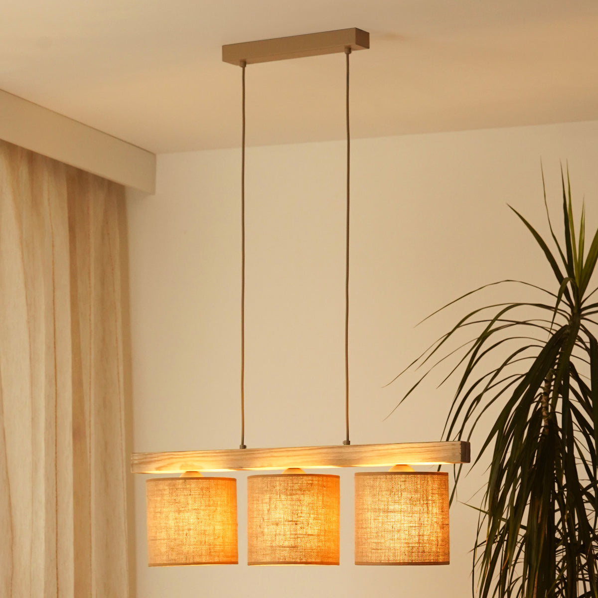 Lampa wisząca DUOLLA FOREST 92240 Brązowy/naturalny 3xE27 średn.17cm