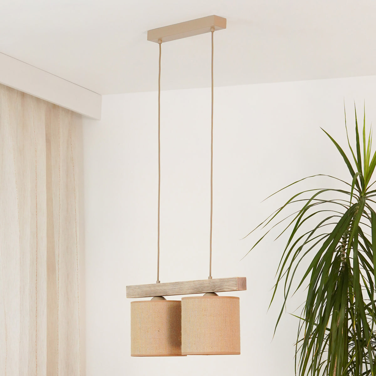 Lampa wisząca DUOLLA FOREST 92257 Brązowy/naturalny 2xE27 średn.17cm