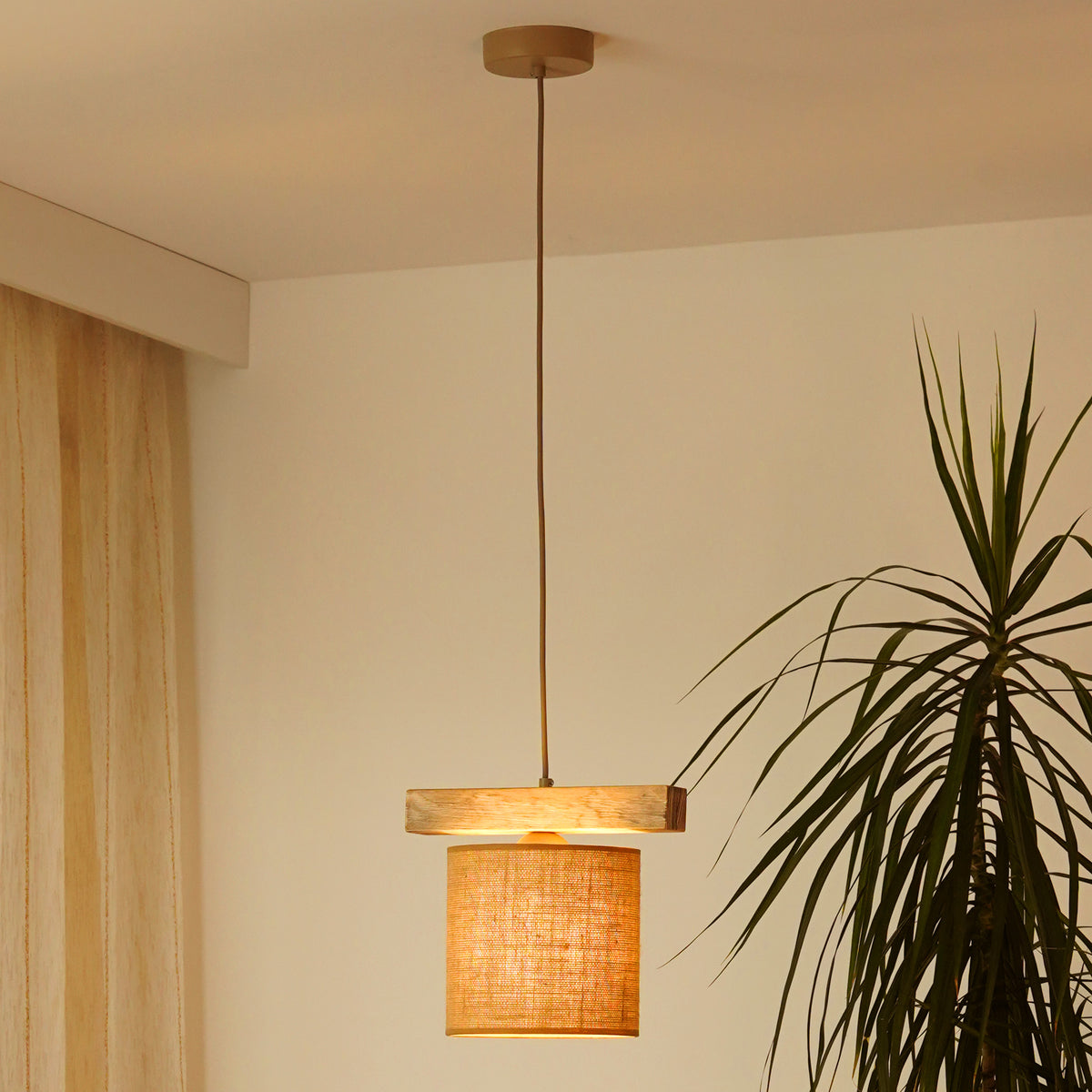 Lampa wisząca DUOLLA FOREST 92264 Brązowy/naturalny 1xE27 średn.17cm