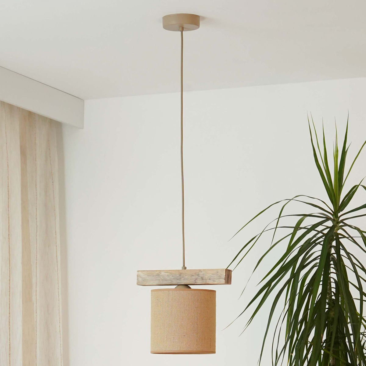 Lampa wisząca DUOLLA FOREST 92264 Brązowy/naturalny 1xE27 średn.17cm