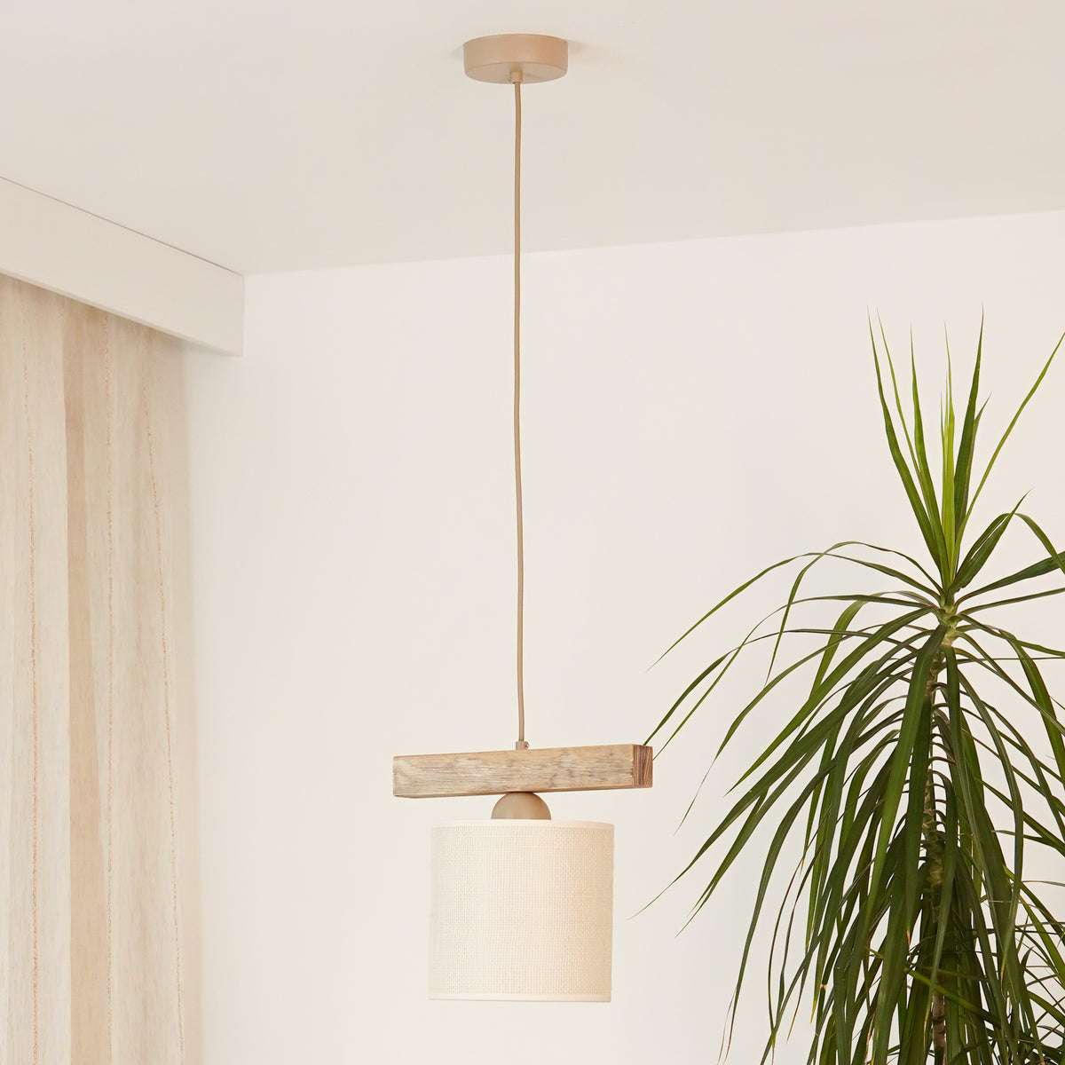Lampa wisząca DUOLLA FOREST 92295 Biały/naturalny 1xE27 średn.17cm