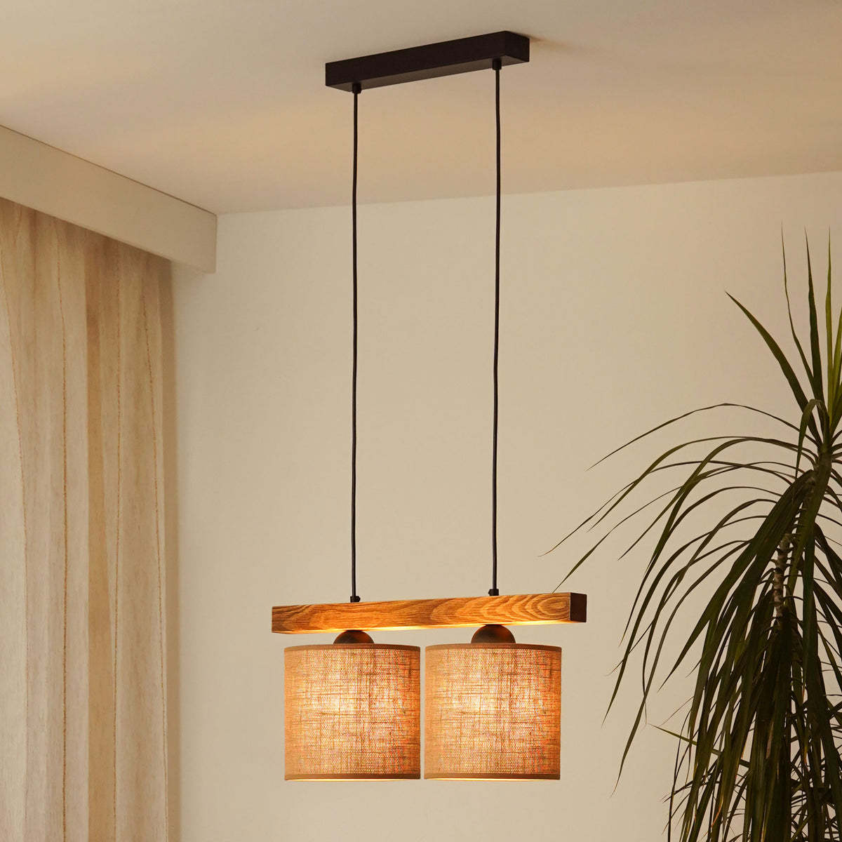 Lampa wisząca DUOLLA FOREST 92318 Brązowy/naturalny 2xE27 średn.17cm