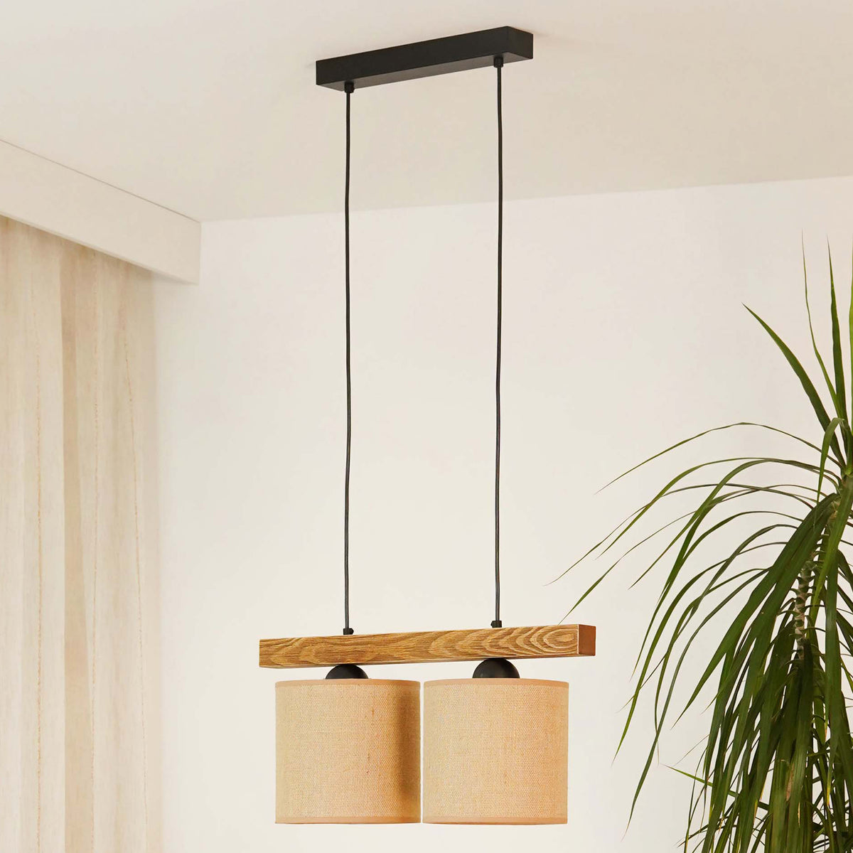 Lampa wisząca DUOLLA FOREST 92318 Brązowy/naturalny 2xE27 średn.17cm