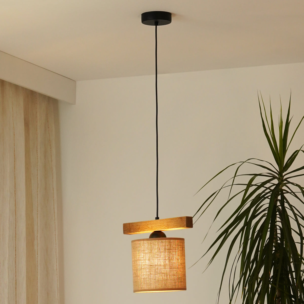 Lampa wisząca DUOLLA FOREST 92349 Brązowy/naturalny 1xE27 średn.17cm