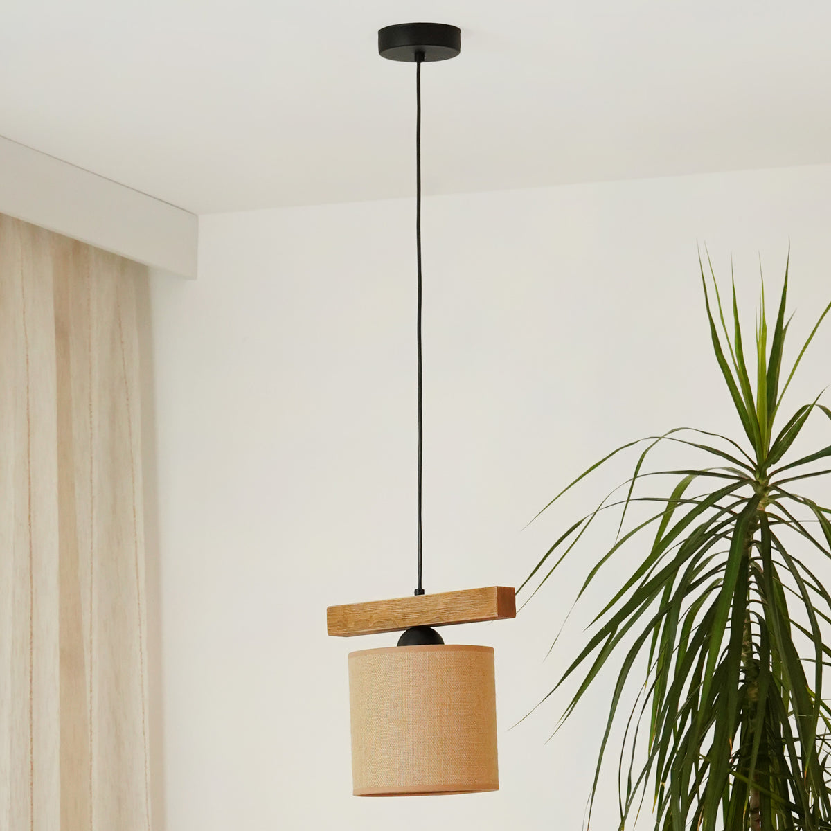 Lampa wisząca DUOLLA FOREST 92349 Brązowy/naturalny 1xE27 średn.17cm
