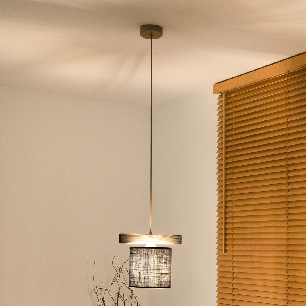 Lampa wisząca DUOLLA FOREST 92875 szary/naturalny 1xE27 średn.17cm