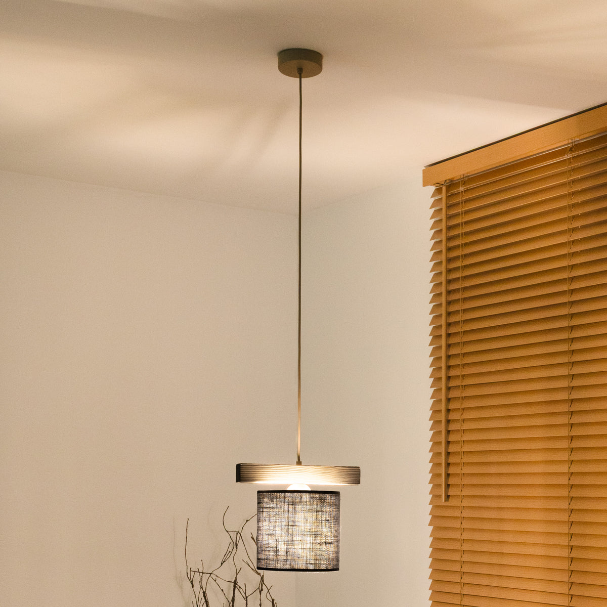 Lampa wisząca DUOLLA FOREST 92875 szary/naturalny 1xE27 średn.17cm