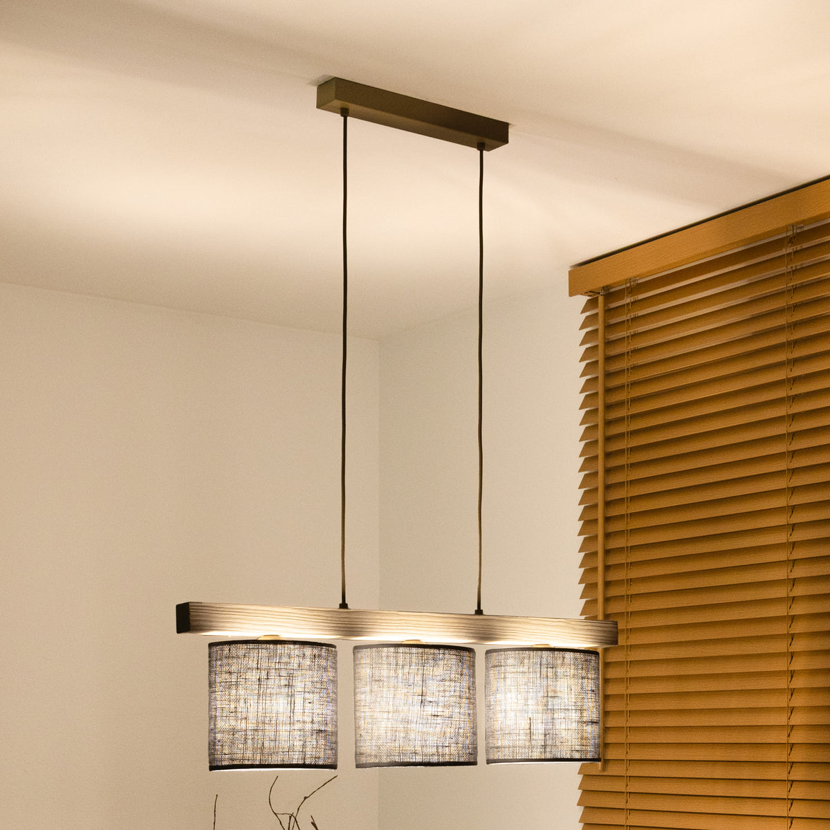 Lampa wisząca DUOLLA FOREST  92905 szary/naturalny 3xE27 średn.17cm