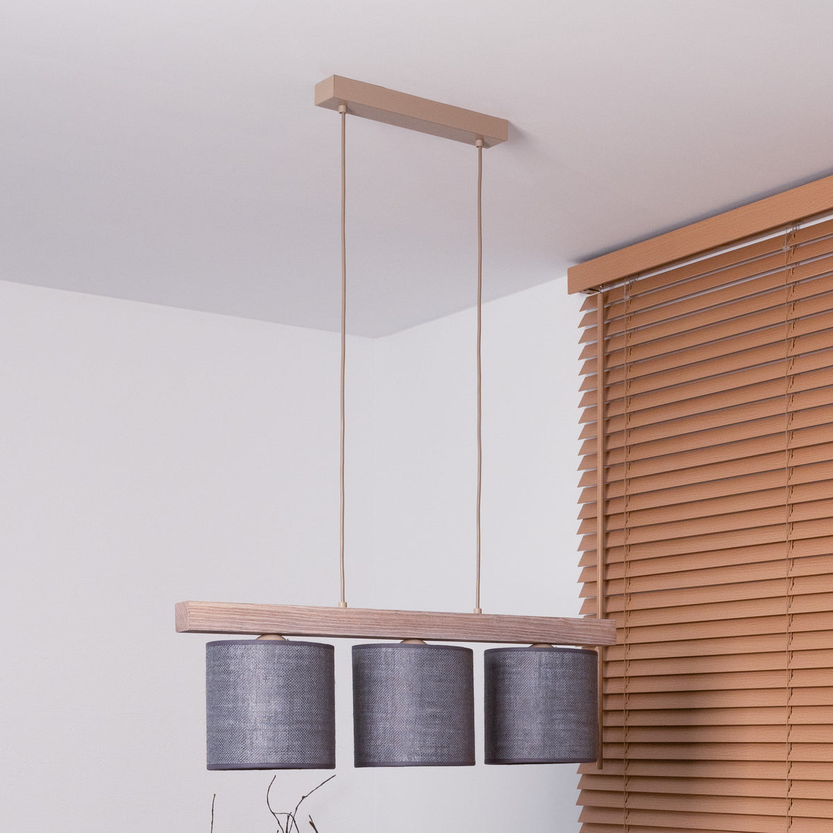 Lampa wisząca DUOLLA FOREST  92905 szary/naturalny 3xE27 średn.17cm